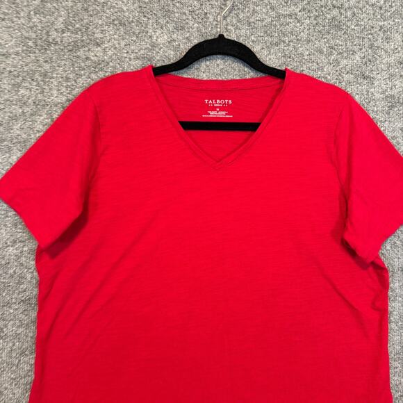 Talbots Shirt‎ Womens 1X Red Vneck Plus Size Tshirt Bohemian Fitted Casual - Picture 3 of 7